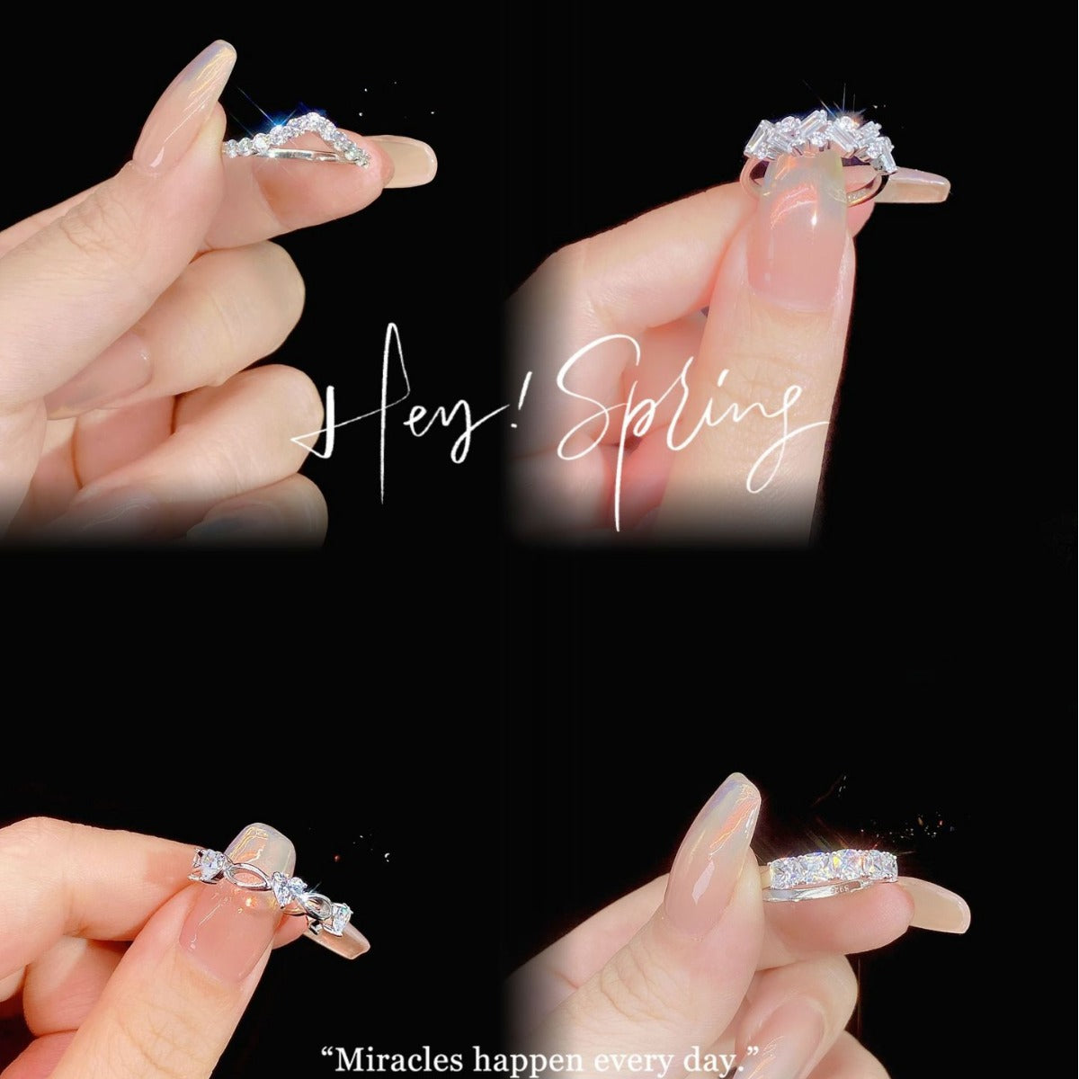 High Carbon Rhinestone Female Style Special Rings