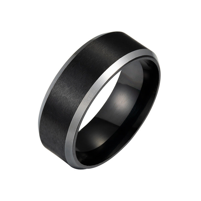 Men's Classic Ornament Electroplated Black Combination Stainless Rings