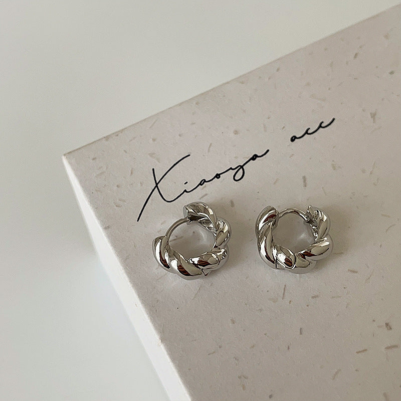 Women's Small Twisted Twist Metal Ear Cuff Earrings