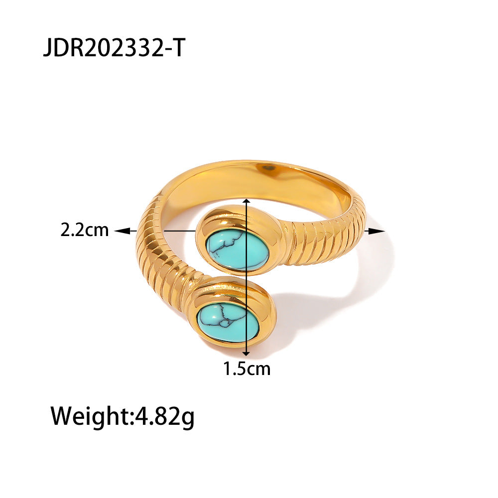 Style Gold-plated Thread Inlaid Lapis Serpentine Rings