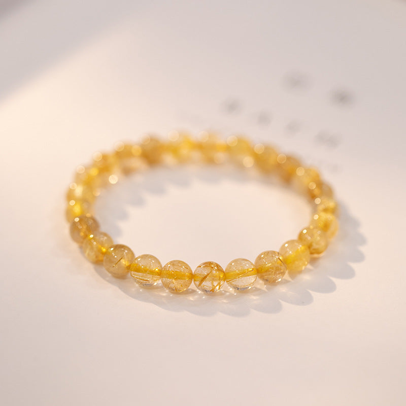 Natural Crystal Gold Rutilated Quartz Beaded Bracelets