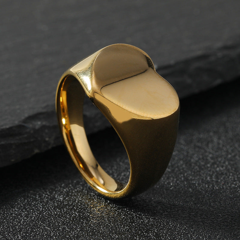 Women's & Men's Titanium Steel Casting Geometric Glossy Stainless Rings