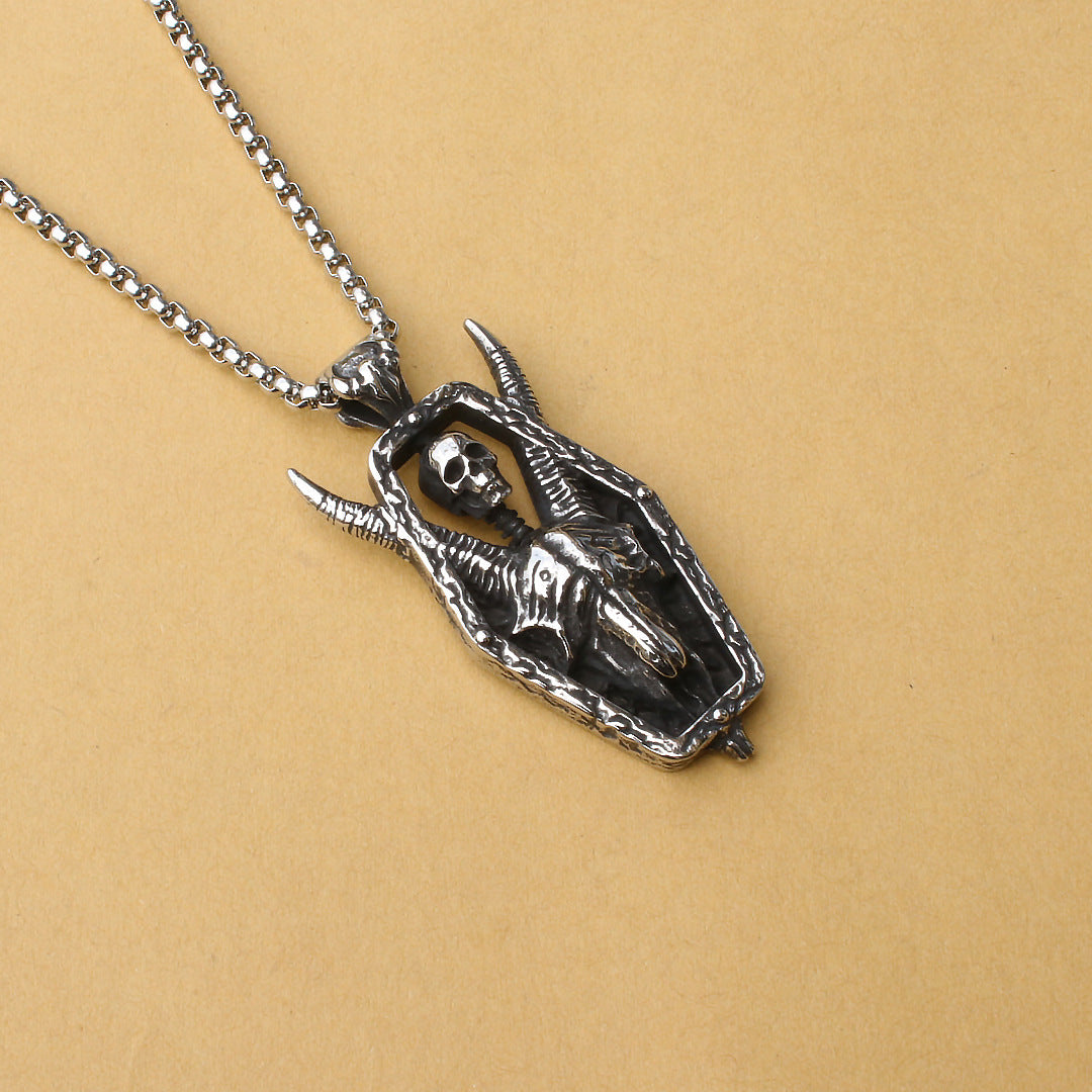 Stainless Steel Sheep Head Skull Punk Necklaces