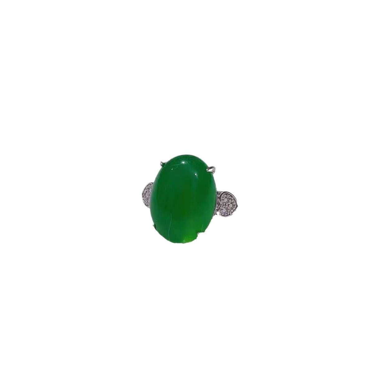Women's High-grade Goose Egg-shaped Simulation Jasper Green Rings