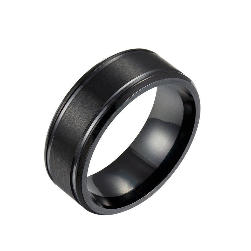 Men's Classic Ornament Electroplated Black Combination Stainless Rings