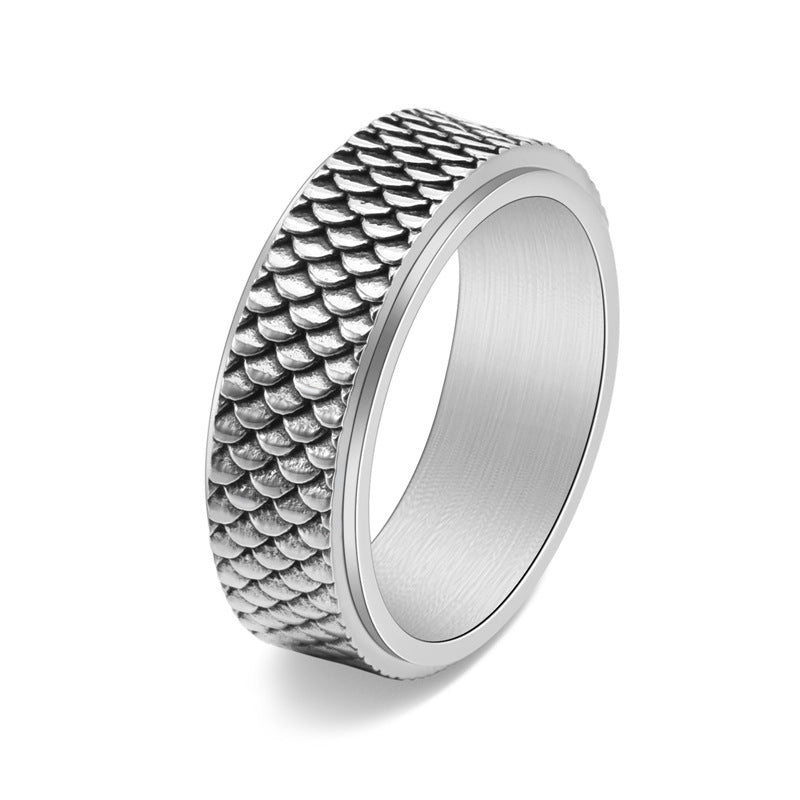 Men's Retro Titanium Steel Scale Rotatable Personalized Rings