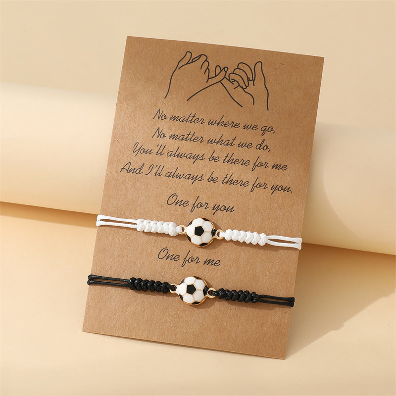 Women's & Men's Football Woven Hand Strap Creative Leather Bracelets