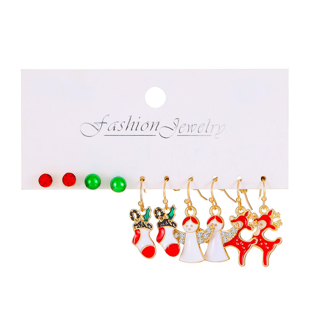Women's Suit Cartoon Dripping Elk Santa Claus Earrings