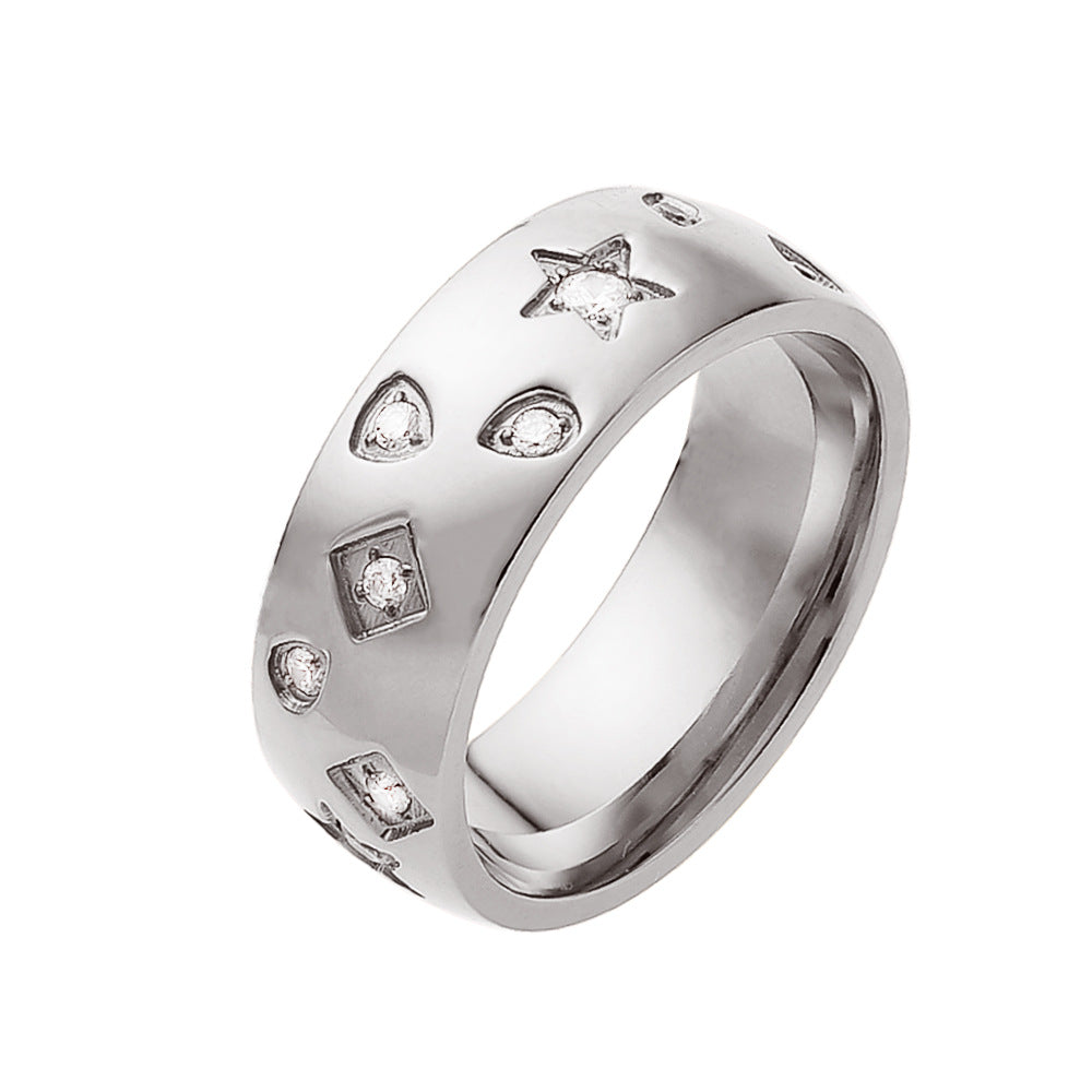 Steel High-grade Light Luxury Diamond French Rings