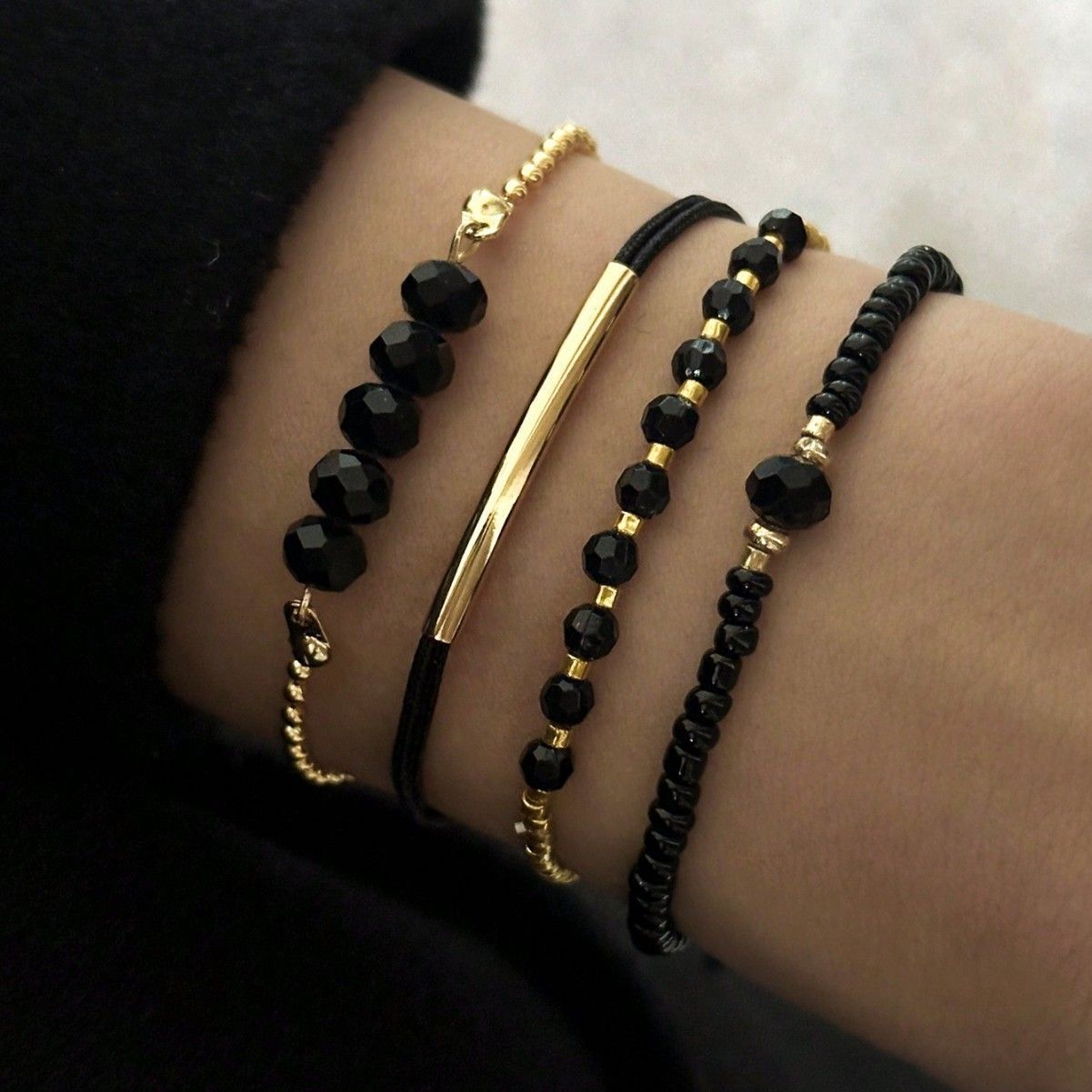 Women's Imitation Black Crystal Handmade Fashion Suit Bracelets