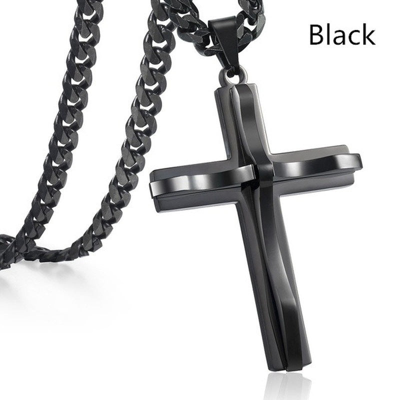 Steel Double Layer Cross Fashion Unique Necklaces