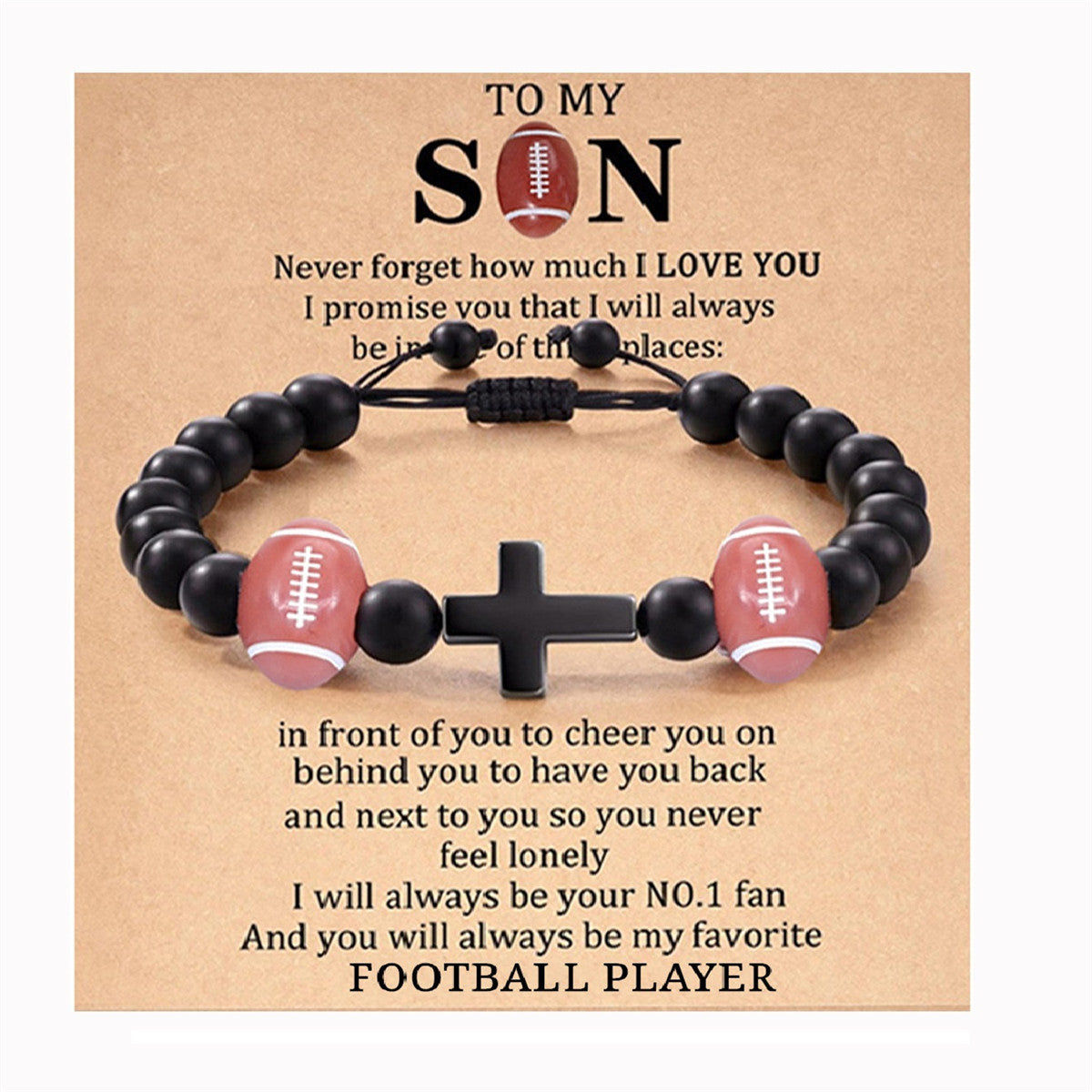 Carrying Strap Sports Style Ball Black Stone Beads Beaded Bracelets