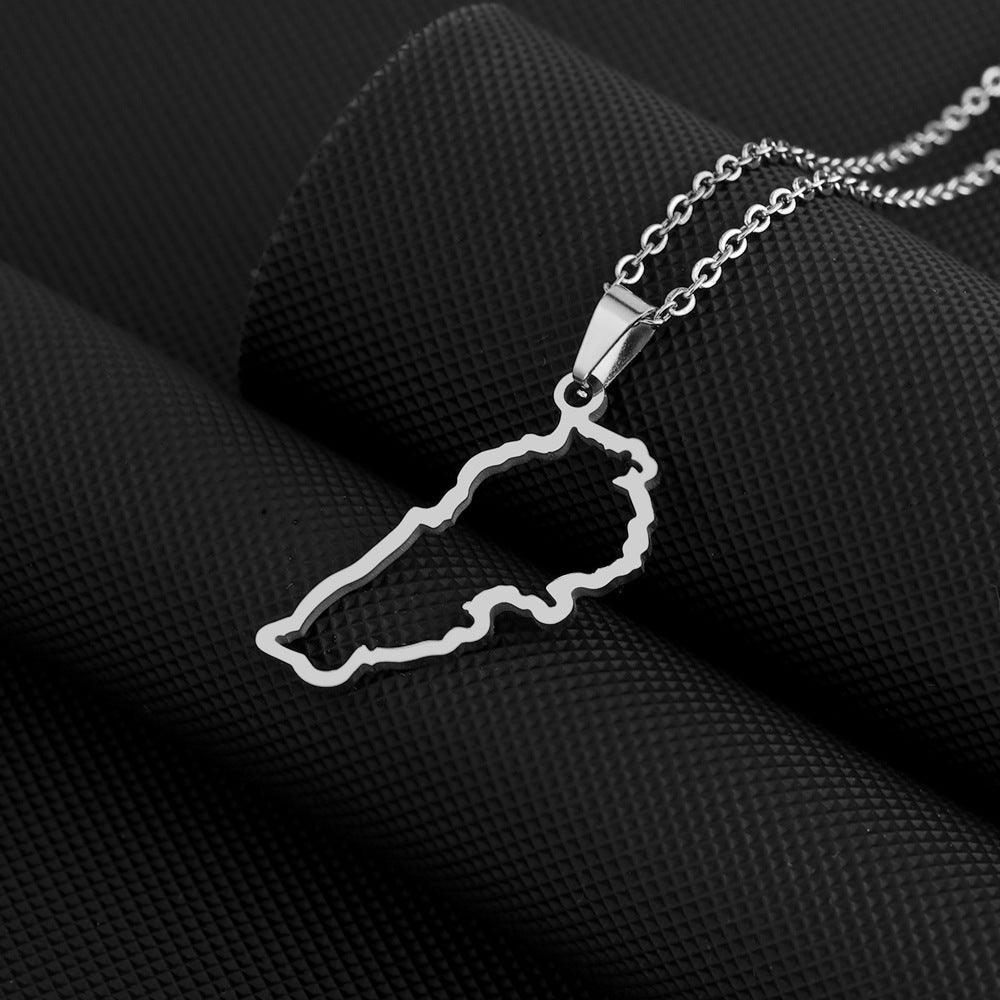 Women's & Men's Oil Dripping Map Stainless Steel Couple Necklaces