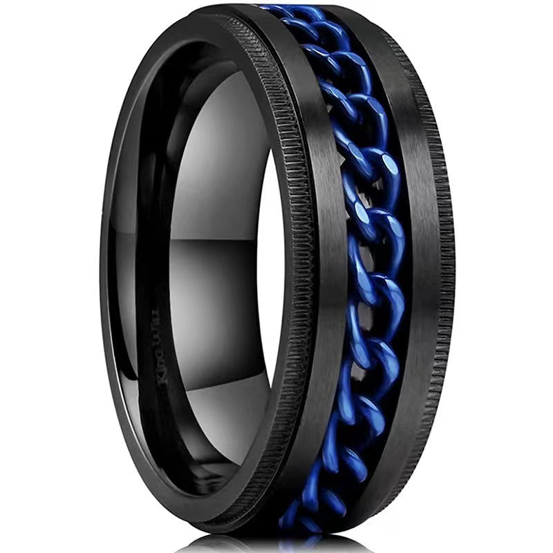 Men's Titanium Steel Embossed Chain Stainless Decompression Rings