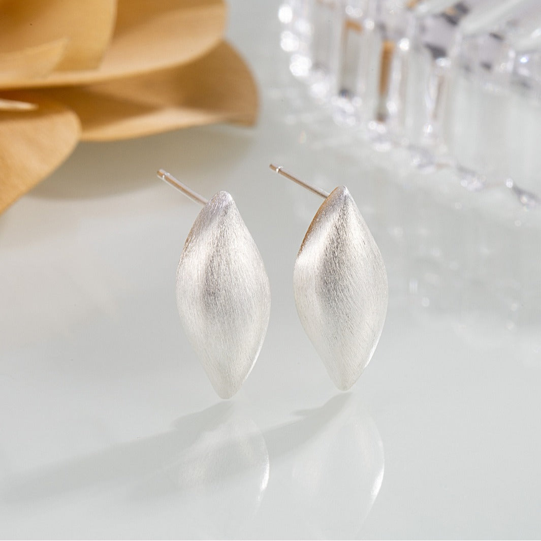 Design Brushed Leaf Shape Cold Style Earrings