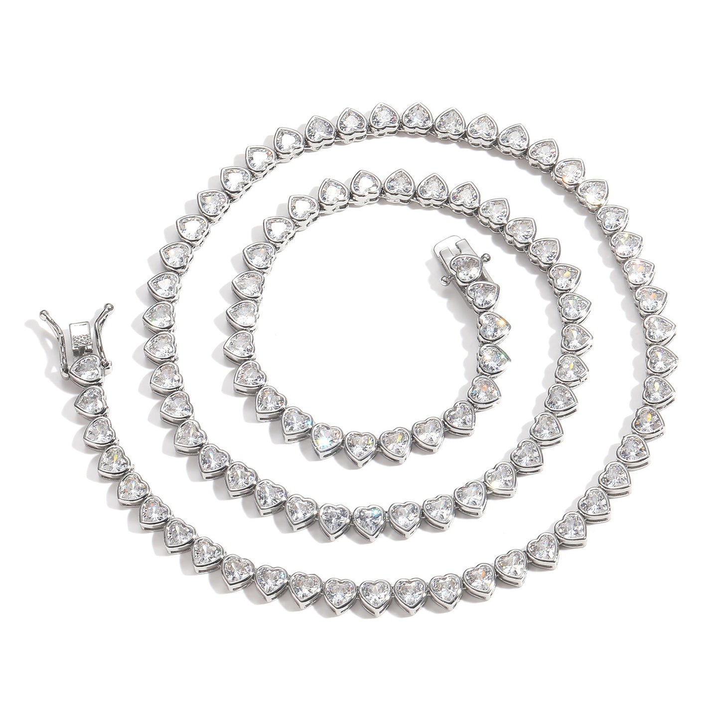 Hip Hop Heart-shaped Tennis Chain Love Couple Necklaces