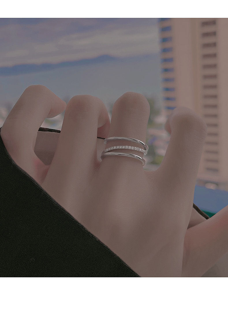 Women's Luxury Minority Design Line Open Index Rings