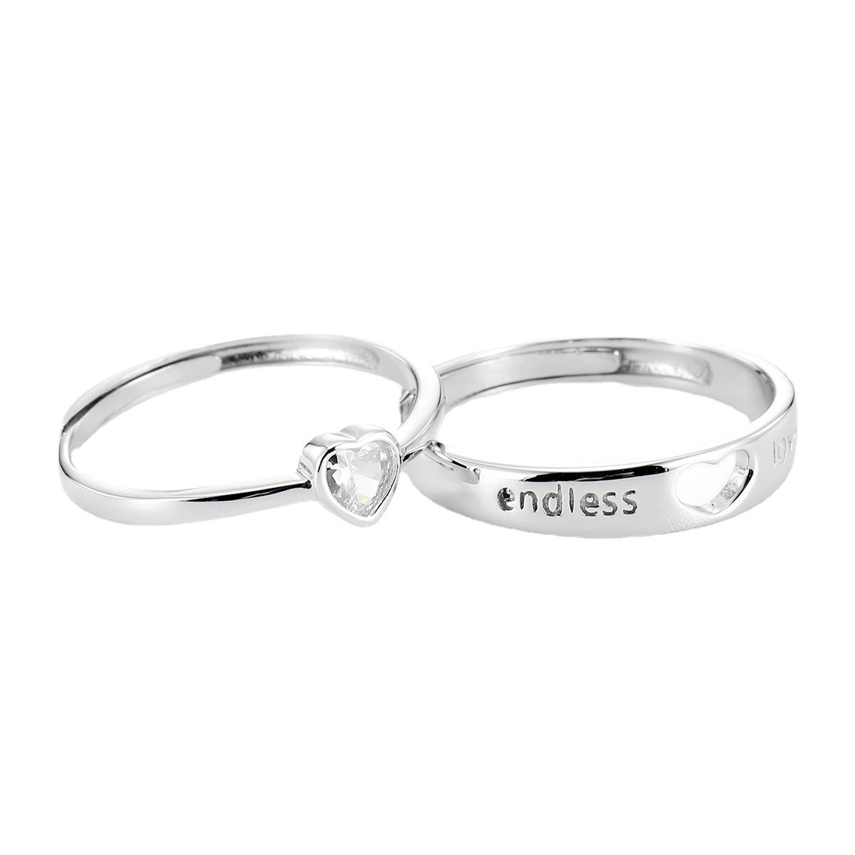 Women's & Men's Matching Heart-to-heart Couple One Pair Niche Rings