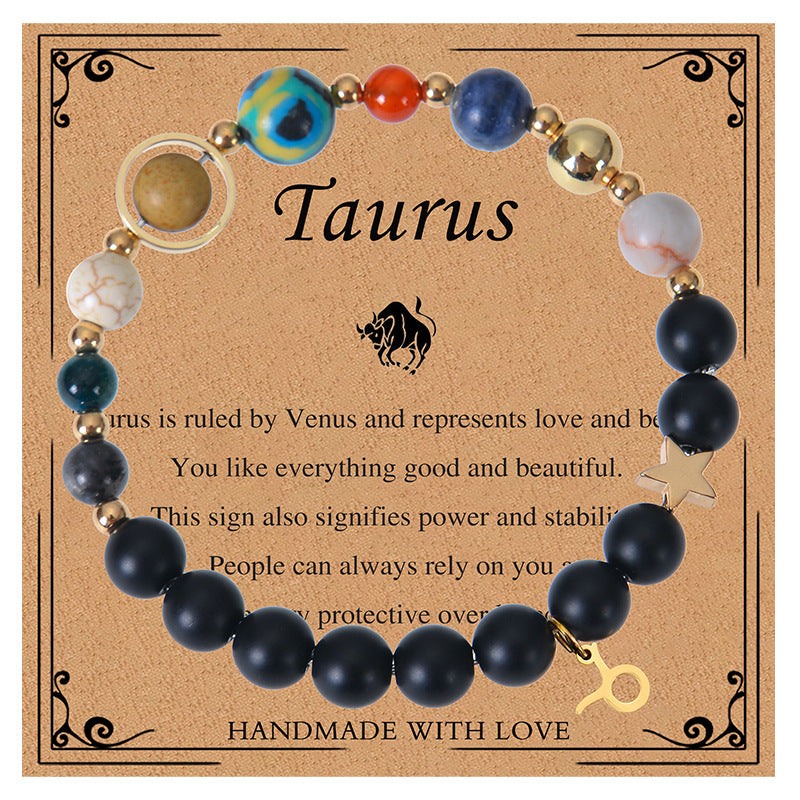 Frosted Stone Beaded Eight Planets Constellation Bracelets