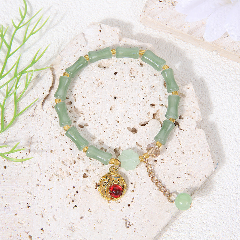 Bamboo Imitation Aventurine Festival High Peace Buckle Jade Bracelets