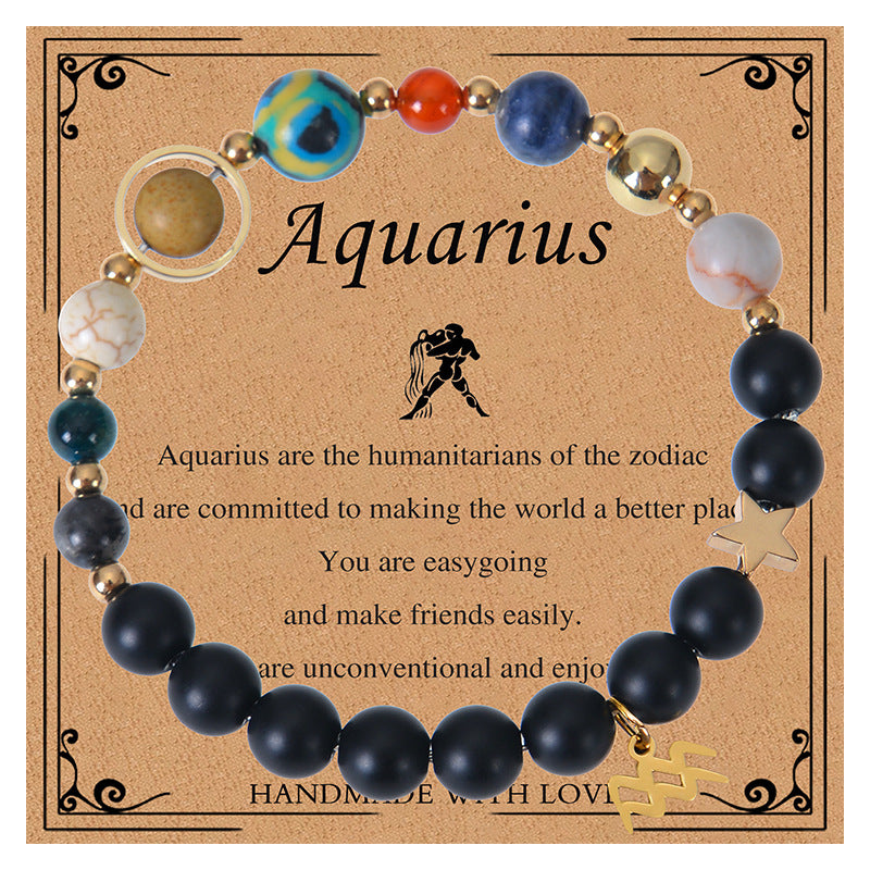 Frosted Stone Beaded Eight Planets Constellation Bracelets