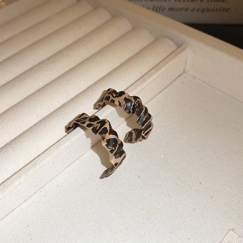 Leopard Print Artificial Leather Ear Fabulous Earrings