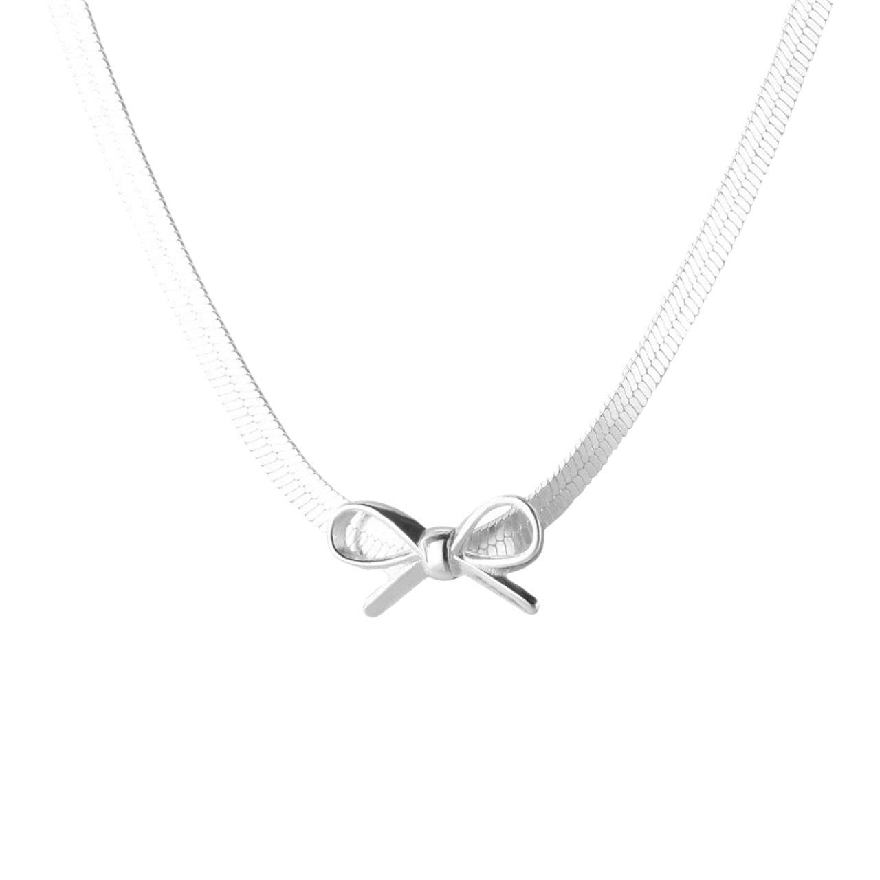 Cool Sier Bow Female Niche Design High-grade Snake Necklaces