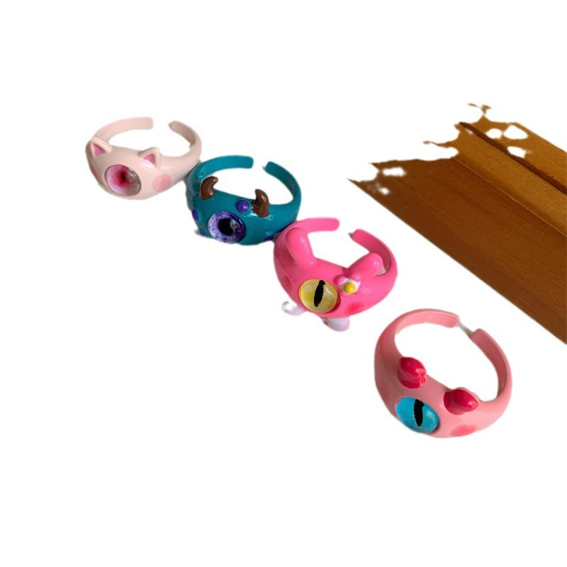 Childlike Cute Cat Monster Female Tide Rings