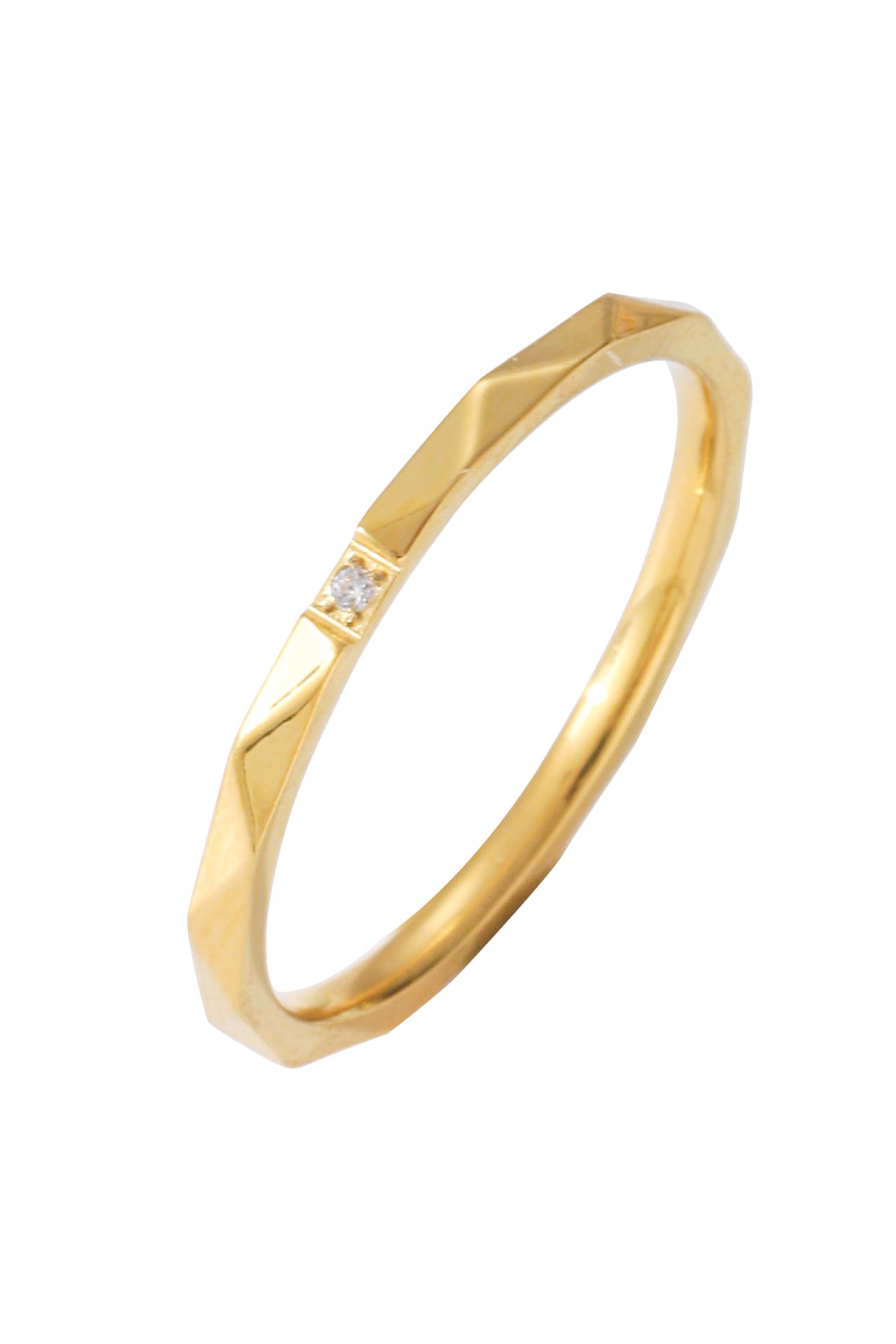 Single Rhinestone Titanium Steel Gold Plated Simple Rings