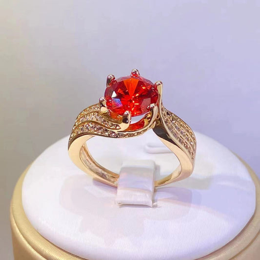 Luxury Champagne Real Gold Rose Love Rings