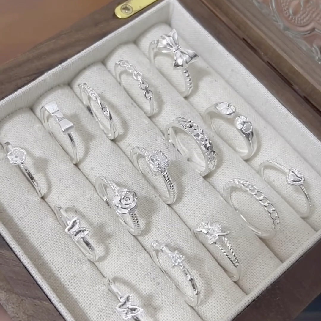 Women's Hollow Wave Geometric Open Trendy Design Rings