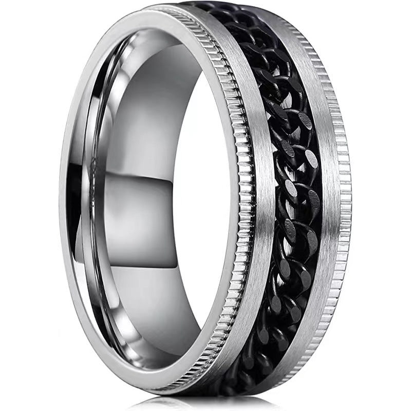 Men's Titanium Steel Embossed Chain Stainless Decompression Rings