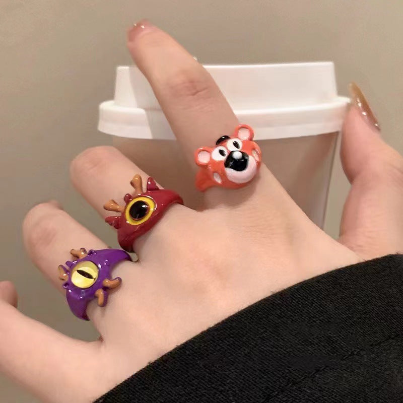 Naughty Leopard Little Dragon Female Design Switchable Index Rings