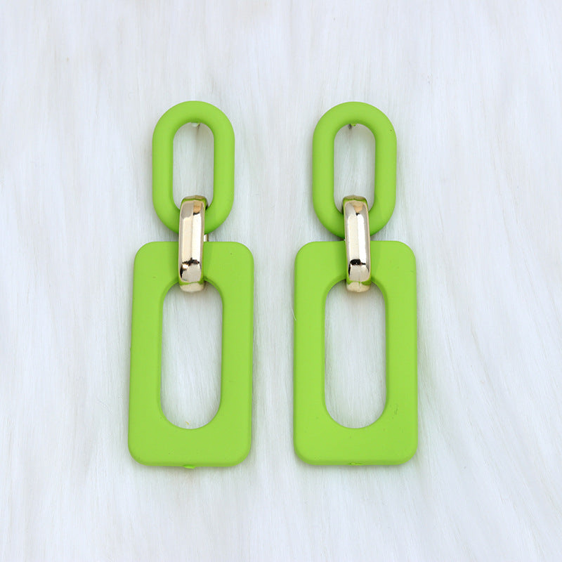 Women's Rectangular Hollow Out Stitching Acrylic Vintage Earrings