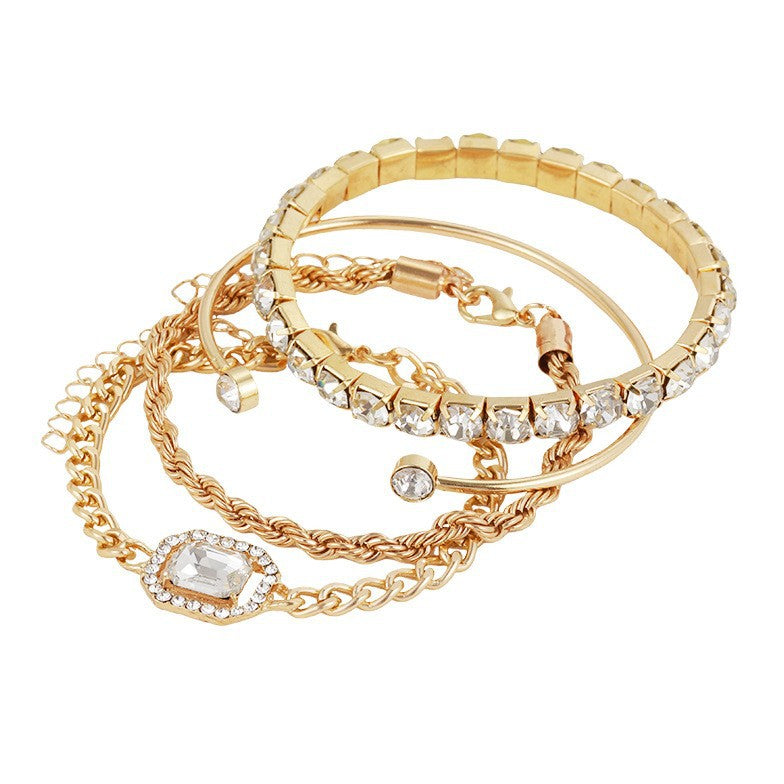 Personalized Punk Twist Diamond Imitation Gem Bracelets
