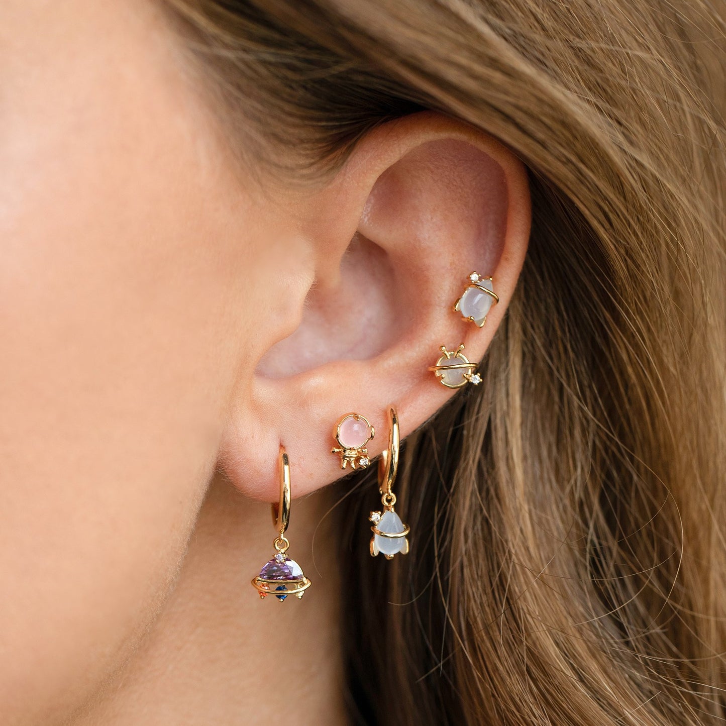 Space Element Ear Bone Alien Screw Earrings