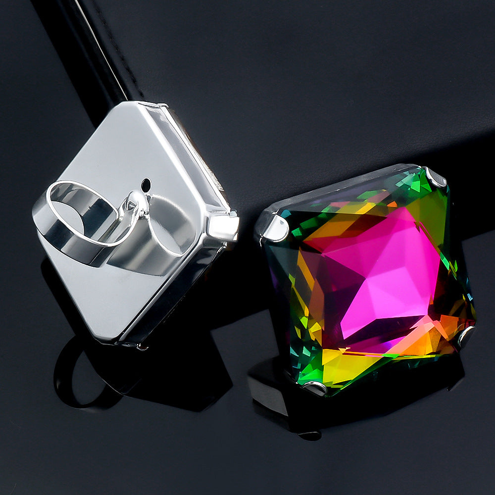 Women's Luxury Square Niche Advanced Exaggerated Opening Rings