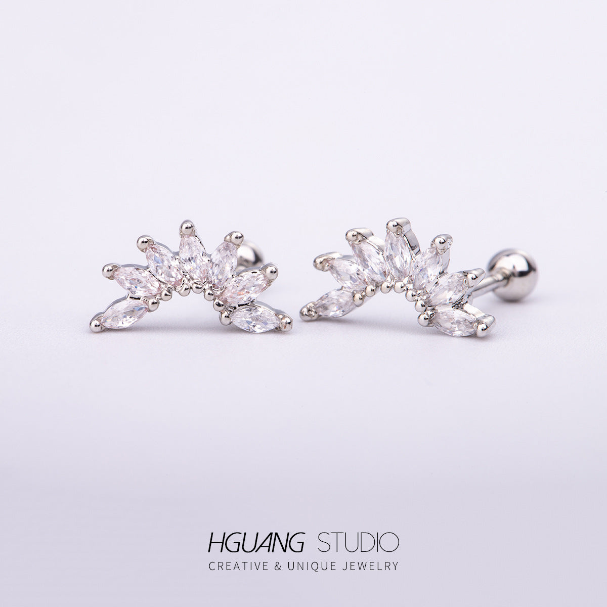 Steel Gold Micro Inlaid Zirconium Ear Earrings