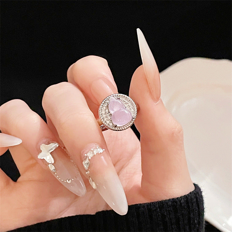 Women's Open With Diamond Design Light Luxury Unique Rings