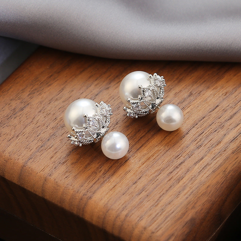 Crown Shell Pearl Ear High-grade Light Earrings