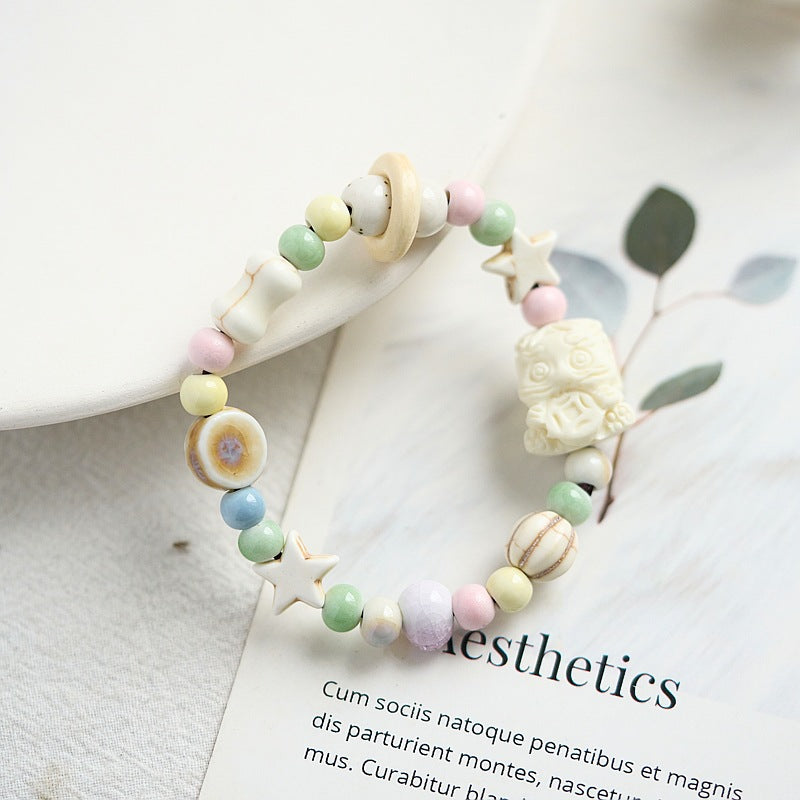 Women's Dopamine Color Ceramic Ancient Style Beaded Bracelets