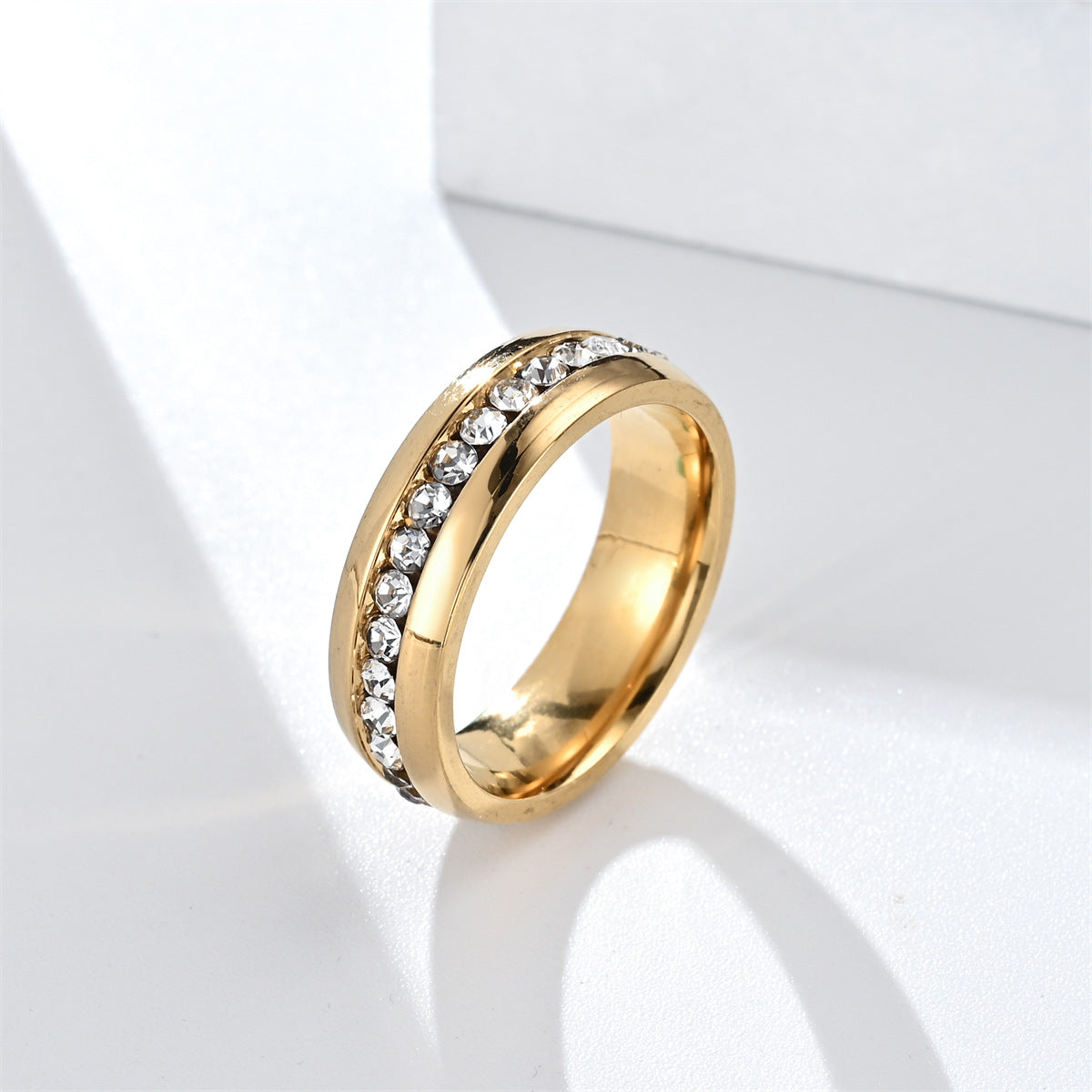 Style Niche Titanium Steel Single Row Stainless Diamond Rings