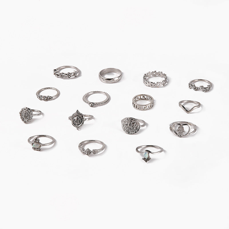 Women's Vintage Cross Gold Coin Love Alloy Rings