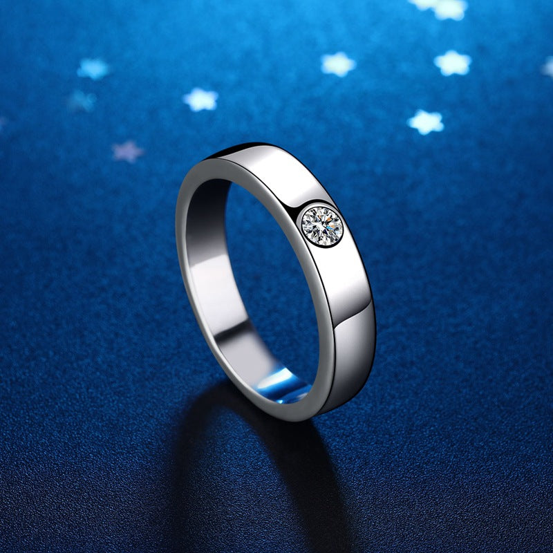 Men's Sterling Sier Moissanite Diamond Wedding Couple Rings