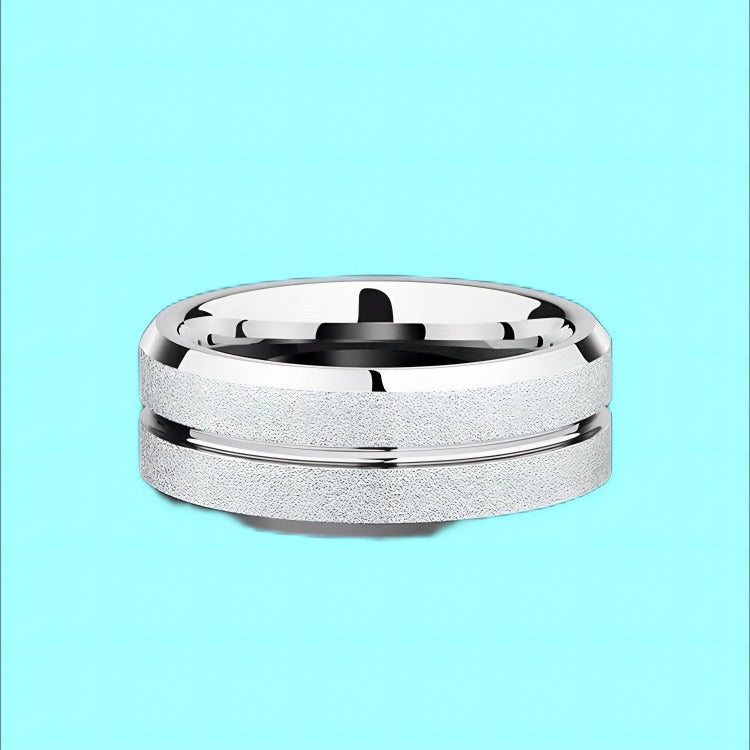 Women's & Men's Jewelry Stainless Steel Grinding Pearl Sand Simple Rings