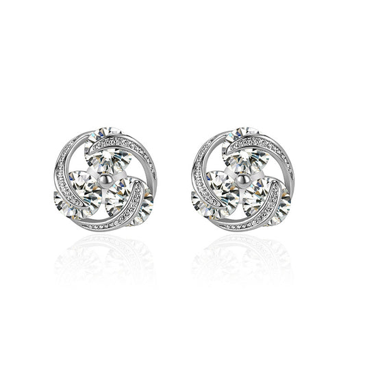 Comfortable Clover Windmill Zircon Female Rotating Earrings