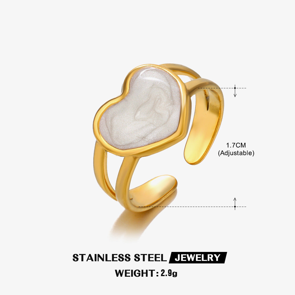 Women's Fashion White Dribble Sst Style Simple Rings