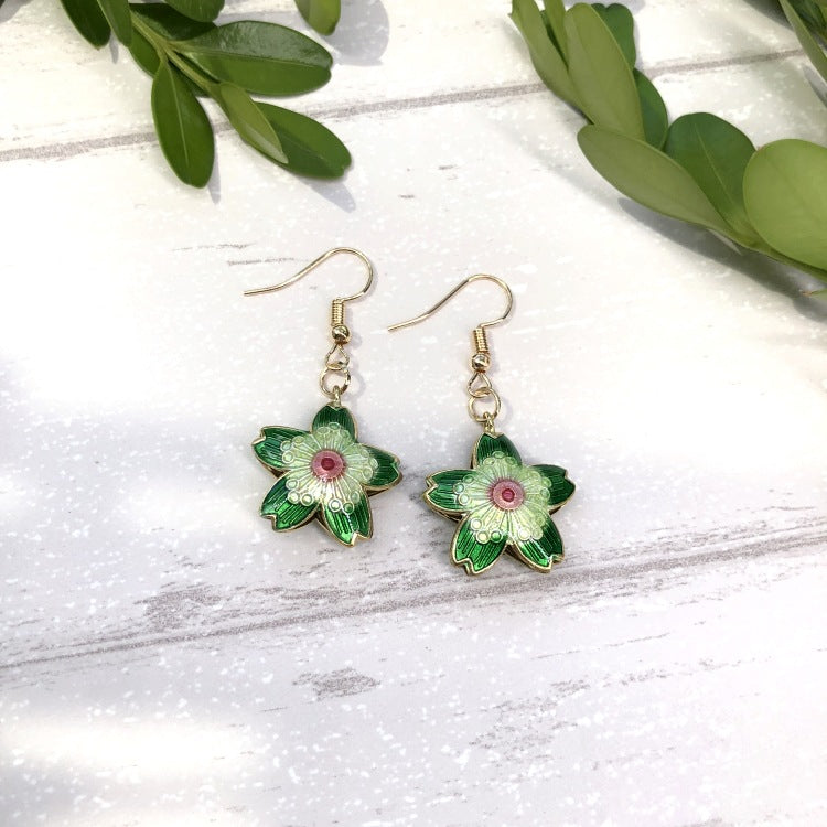 Women's Handmade Cloisonne Classical Simple Temperamental Water Earrings