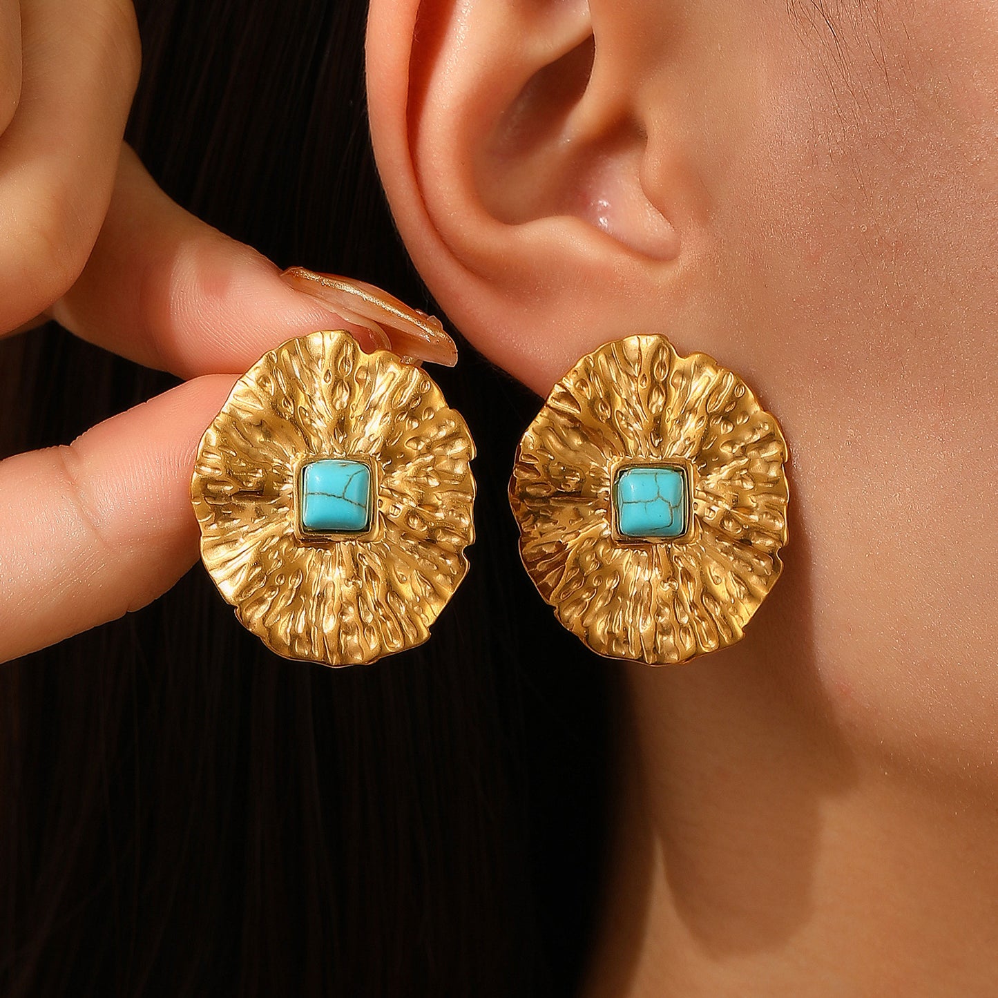 Fashion Gold Stainless Steel Ear Vintage Earrings