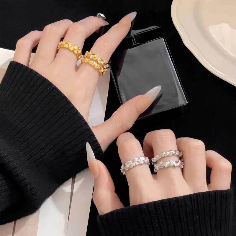 Twist Weave Ancient Brushed Open Personality Rings